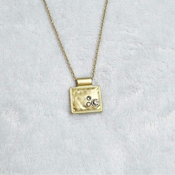 Lia Sophia Golden Ticket Matte Gold Tone Pendant Necklace - Picture 1 of 5